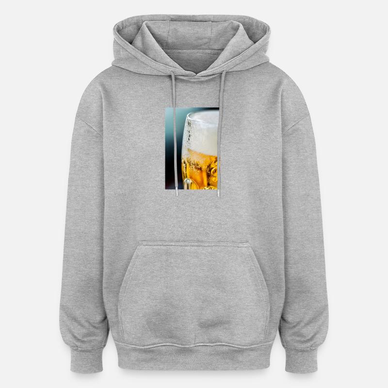 Light Gold Beer Glass Pattern - Oversized Unisex Hoodie - heather grey