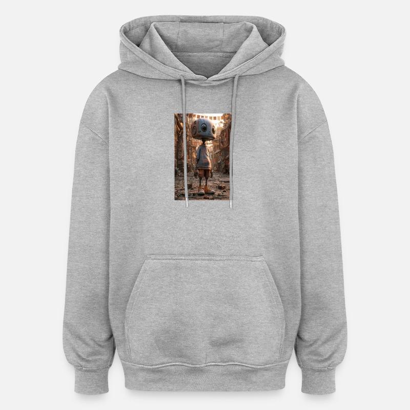 Rusty Robot in Neon Bazaar - Oversized Unisex Hoodie - heather grey