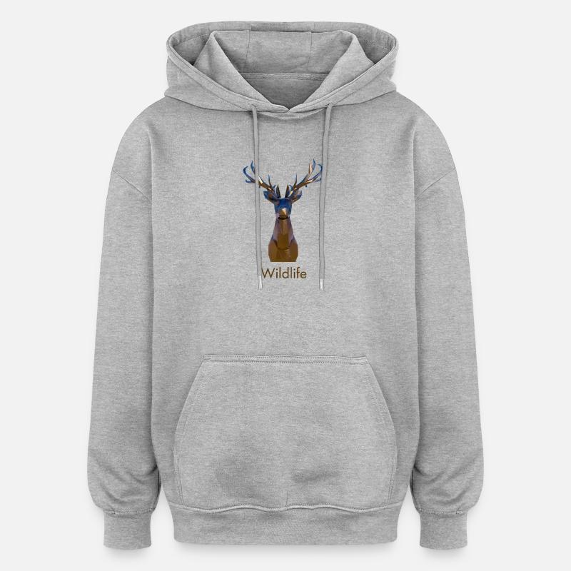 Faune géométrique des cerfs - Sweat à capuche oversize unisexe - gris chiné