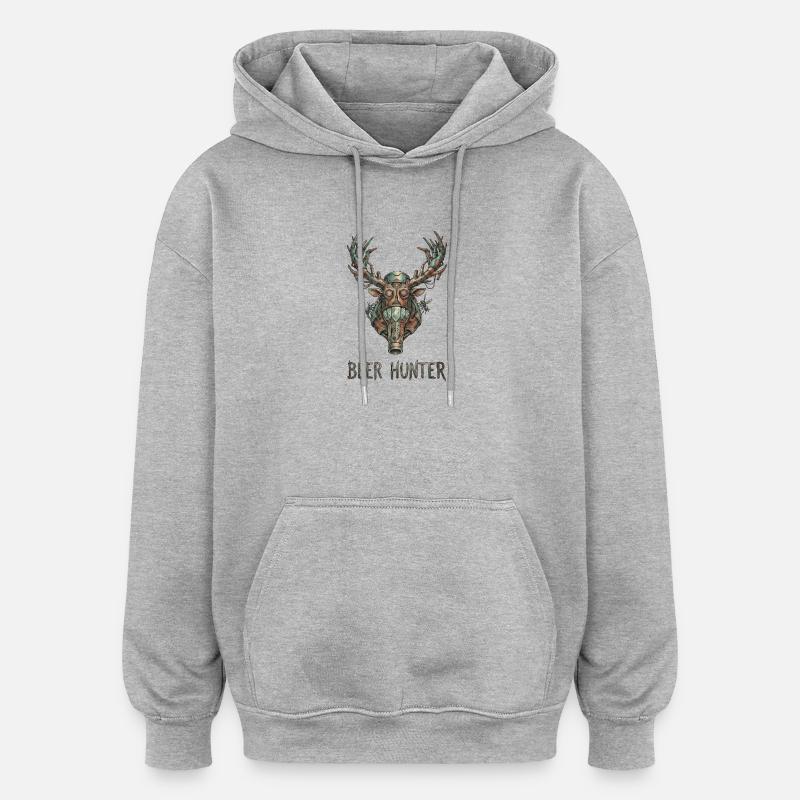 Steampunk-Bierjäger - Oversized Unisex Hoodie - Grau meliert