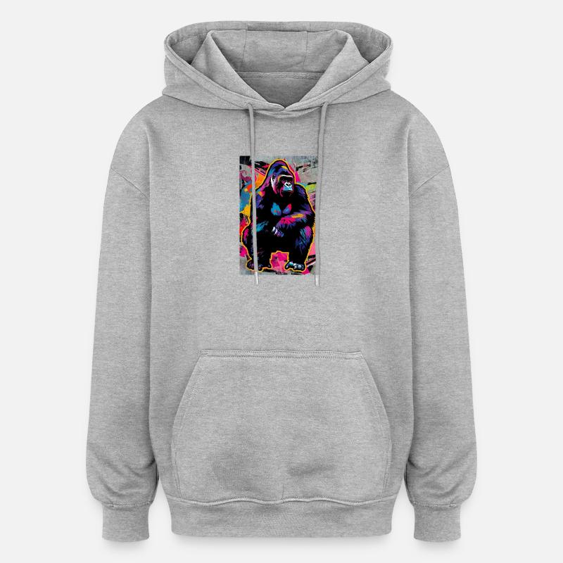 gorille - Sweat à capuche oversize unisexe - gris chiné