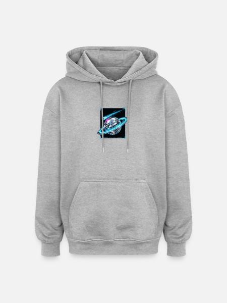 Saturn's neon Orb - Oversized Unisex Hoodie - heather grey