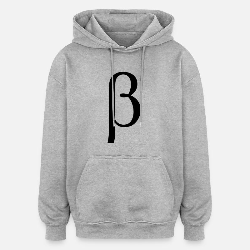 lettre grecque bêta - Sweat à capuche oversize unisexe - gris chiné