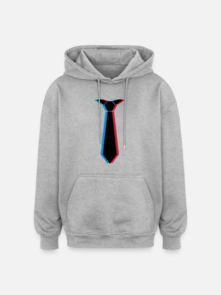 3d_krawatte_3c - Oversized Unisex Hoodie - Grau meliert