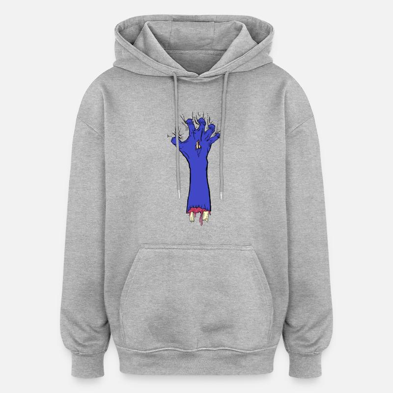 bleu pince Zombie - Sweat à capuche oversize unisexe - gris chiné