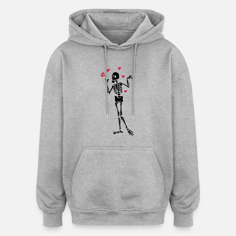 Courting Skeleton - Oversized Unisex Hoodie - heather grey