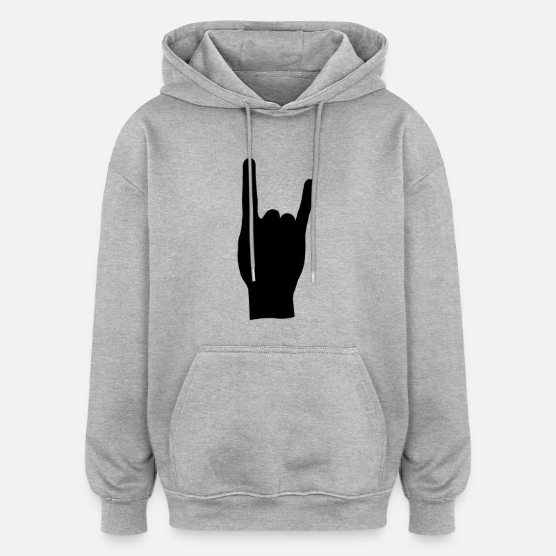 Rock and roll hand de - Oversized Unisex Hoodie - Grau meliert