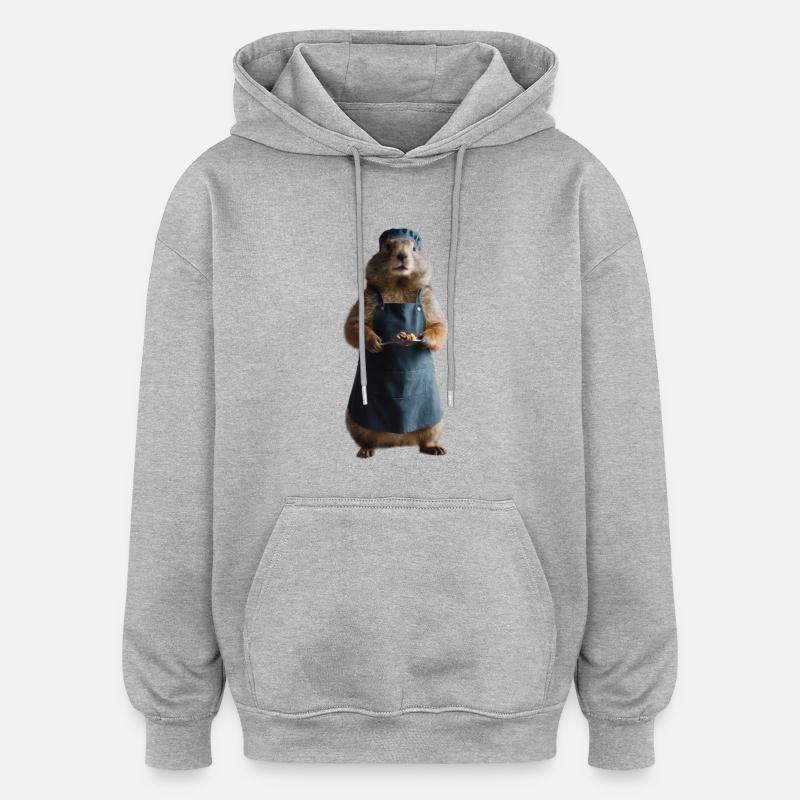 Mamotte cuisinier - Sweat à capuche oversize unisexe - gris chiné