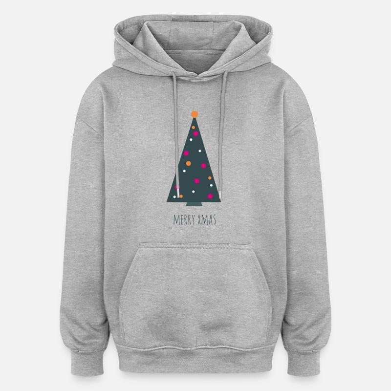 Weihnachtsbaum Merry Xmas - Oversized Unisex Hoodie - Grau meliert