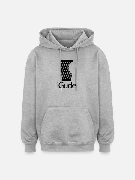 iGude - Geripptes schwarz - Oversized Unisex Hoodie - Grau meliert
