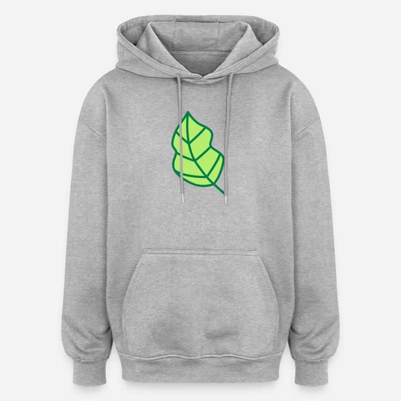 feuille - Sweat à capuche oversize unisexe - gris chiné