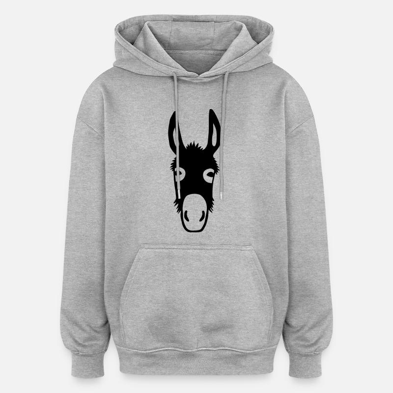 Ane cheval mule stupide obstiné - Sweat à capuche oversize unisexe - gris chiné