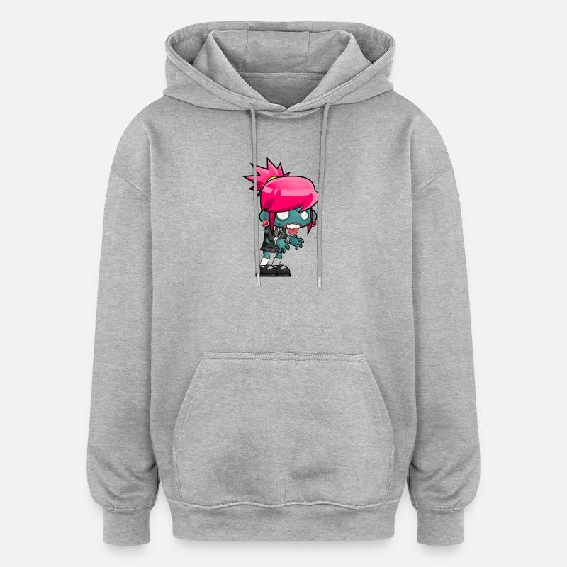 Zombie - Sweat à capuche oversize unisexe - gris chiné