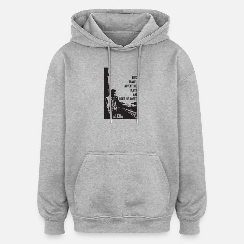 JACK KEROUAC - Sweat à capuche oversize unisexe - gris chiné