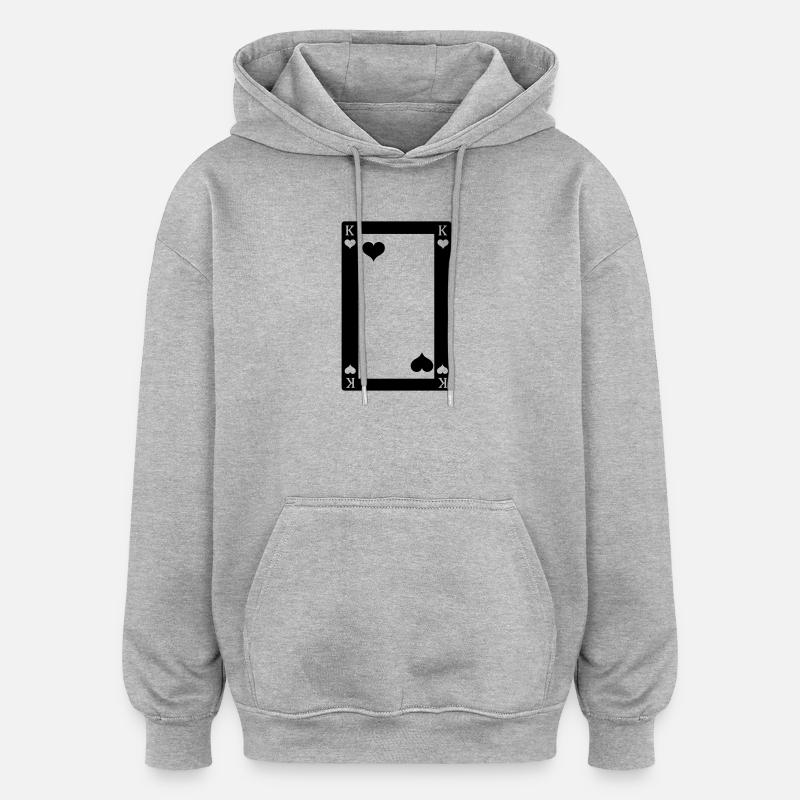 Carte à jouer Roi des Cœurs - Sweat à capuche oversize unisexe - gris chiné