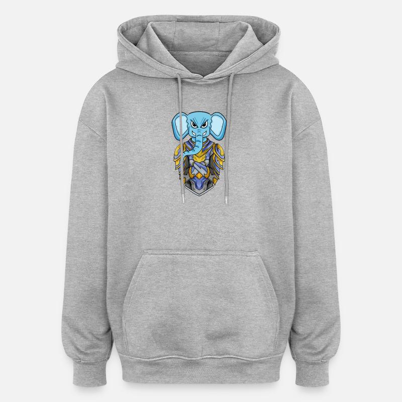 Chevalier éléphant cool - Sweat à capuche oversize unisexe - gris chiné