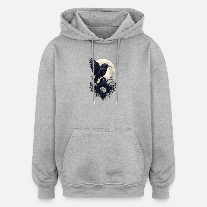 Corbeau noir - Sweat à capuche oversize unisexe - gris chiné