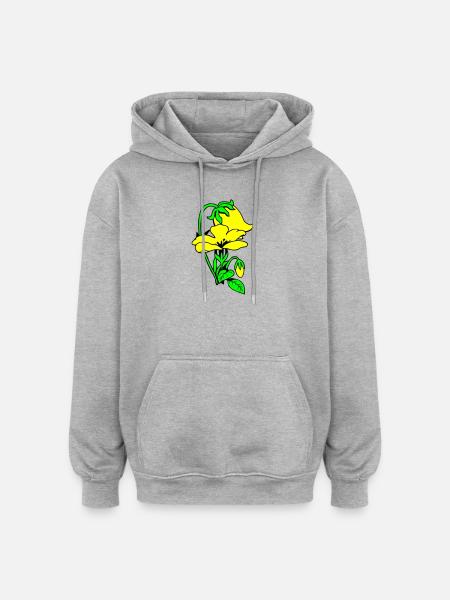 Blumen - Oversized Unisex Hoodie - Grau meliert