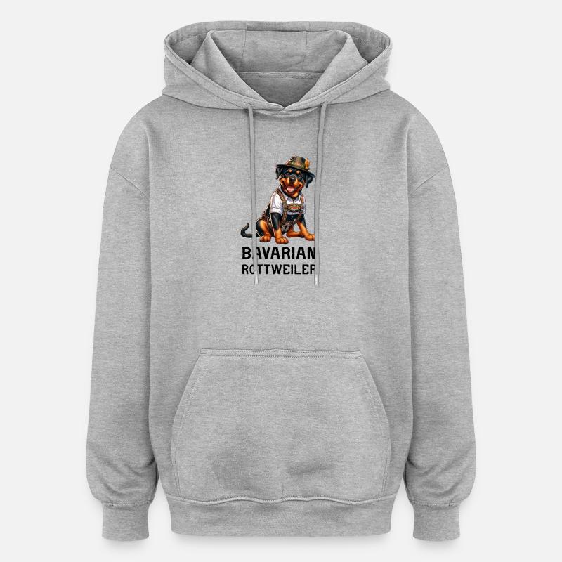 Rottweiler Bayern Design - Sweat à capuche oversize unisexe - gris chiné