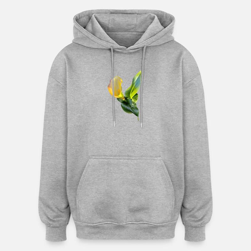 LYS CALLA JAUNE - Sweat à capuche oversize unisexe - gris chiné