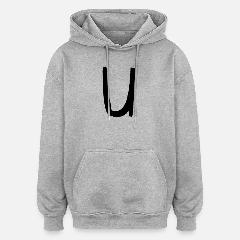 Buchstaben U - Oversized Unisex Hoodie - Grau meliert