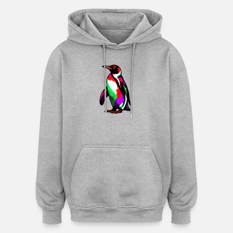 Pinguin - Oversized Unisex Hoodie - Grau meliert
