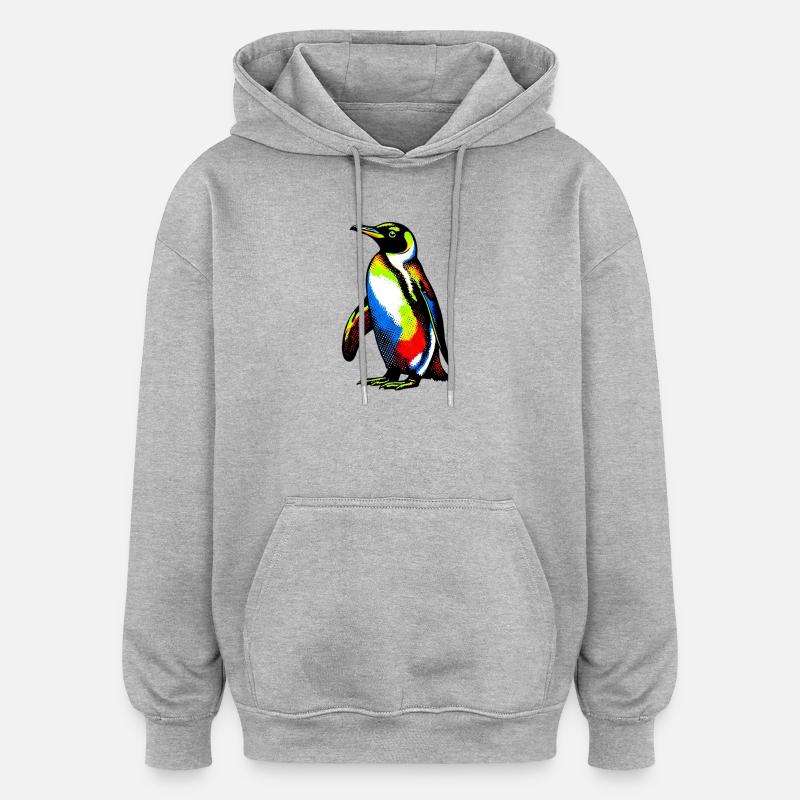 Pingouin - Sweat à capuche oversize unisexe - gris chiné