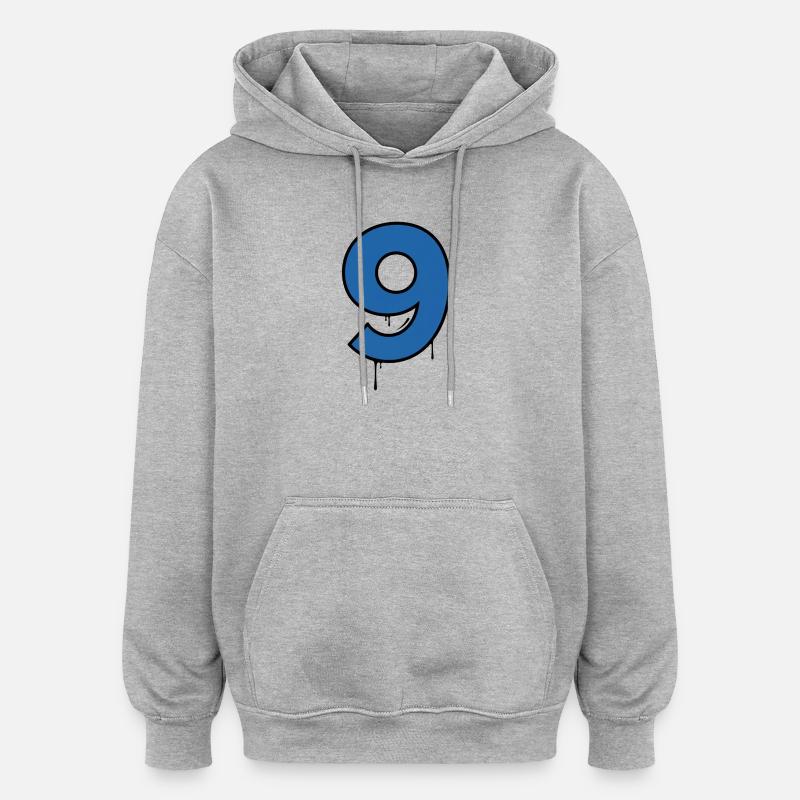 Graffiti Chiffre Neuf Goutte Bleue - Sweat à capuche oversize unisexe - gris chiné