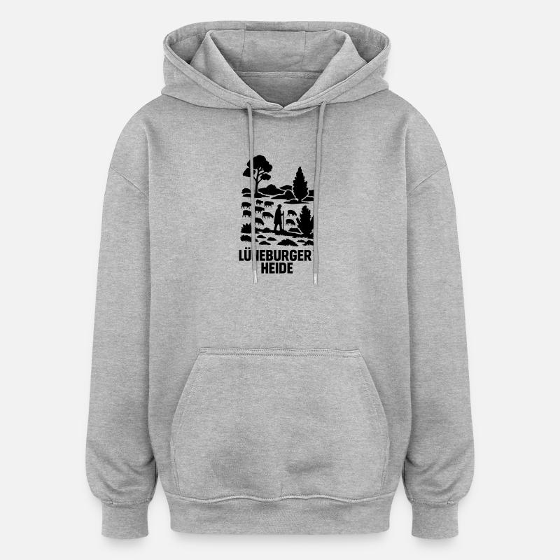 Lüneburger Heide Schäfer Heidschnucken Idylle - Oversized Unisex Hoodie - Grau meliert