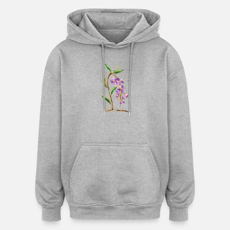 Fleur - Sweat à capuche oversize unisexe - gris chiné