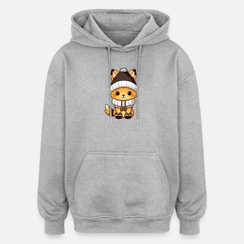 Fuchs Winter Tier Baby Comic - Oversized Unisex Hoodie - Grau meliert