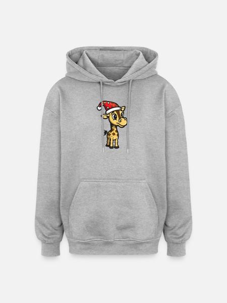 Giraffe Weihnachten - Oversized Unisex Hoodie - Grau meliert