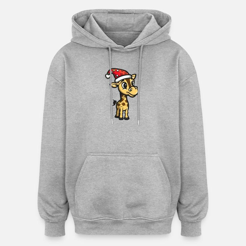 Noël girafe - Sweat à capuche oversize unisexe - gris chiné