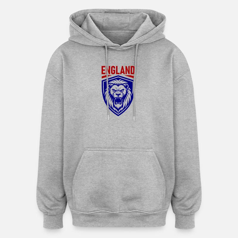 Conception du Bouclier du Lion d’Angleterre - Sweat à capuche oversize unisexe - gris chiné