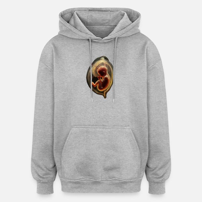 Silhouette de l’embryon dans l’utérus - Sweat à capuche oversize unisexe - gris chiné
