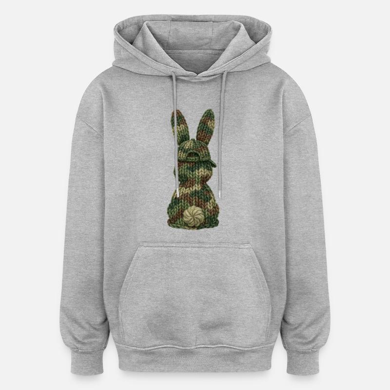 Bunny from Behind Cap Camouflage Cap Camouflage - Oversized Unisex Hoodie - heather grey