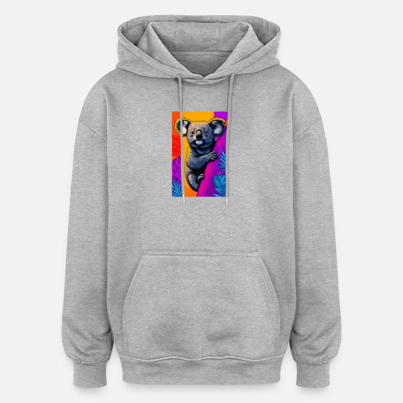 Koala - Sweat à capuche oversize unisexe - gris chiné