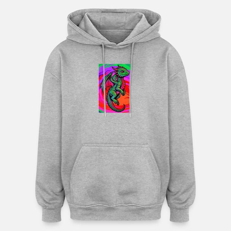 Drache - Oversized Unisex Hoodie - Grau meliert