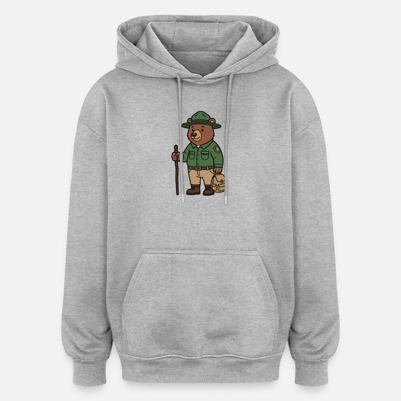 Garde forestier des ours - Sweat à capuche oversize unisexe - gris chiné