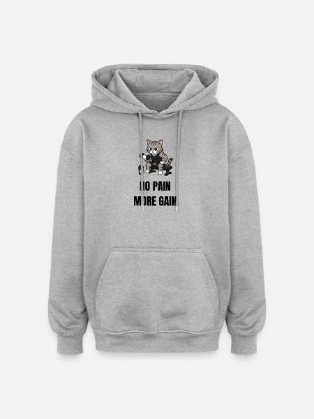PAS DE DOULEUR, PLUS DE GAIN - Sweat à capuche oversize unisexe - gris chiné