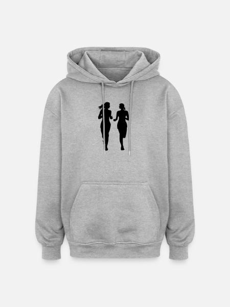 Damen groß laufen - Oversized Unisex Hoodie - Grau meliert