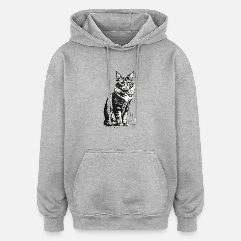 Chat noble sitter - Sweat à capuche oversize unisexe - gris chiné