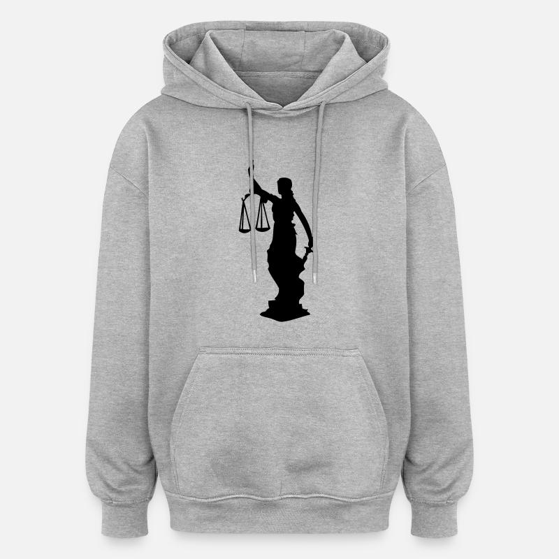 Justitia - Sweat à capuche oversize unisexe - gris chiné