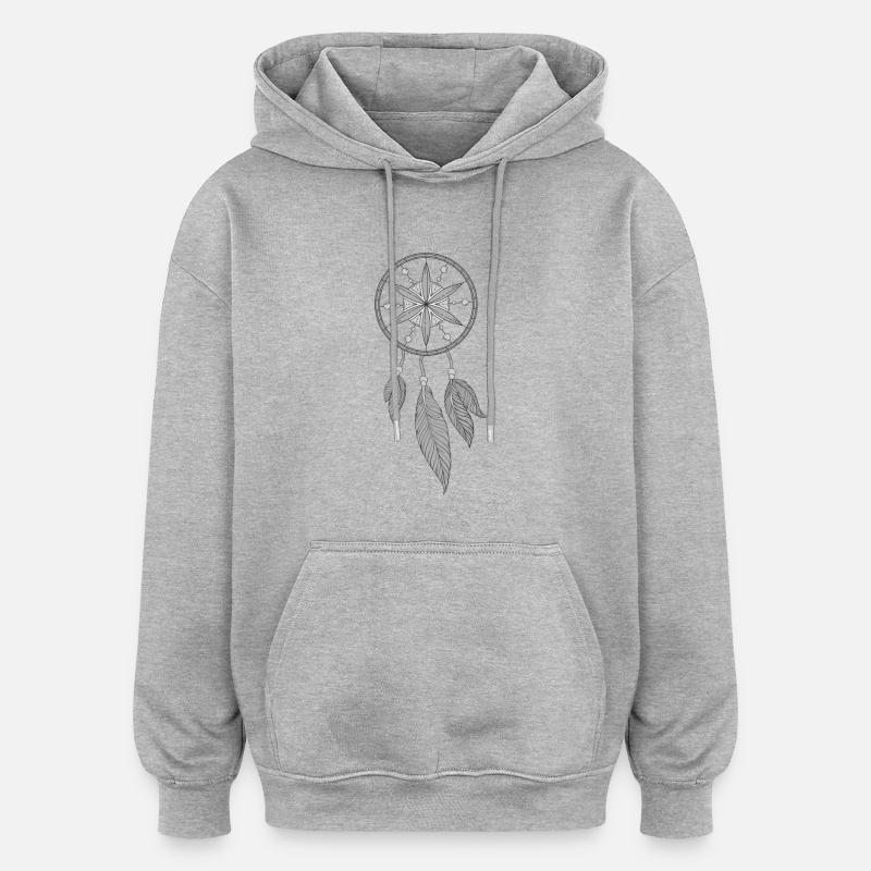 Grey Dream Catcher - Sweat à capuche oversize unisexe - gris chiné