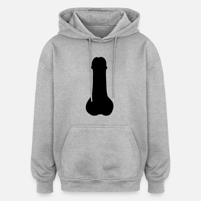 bite penis queue sexe - Sweat à capuche oversize unisexe - gris chiné