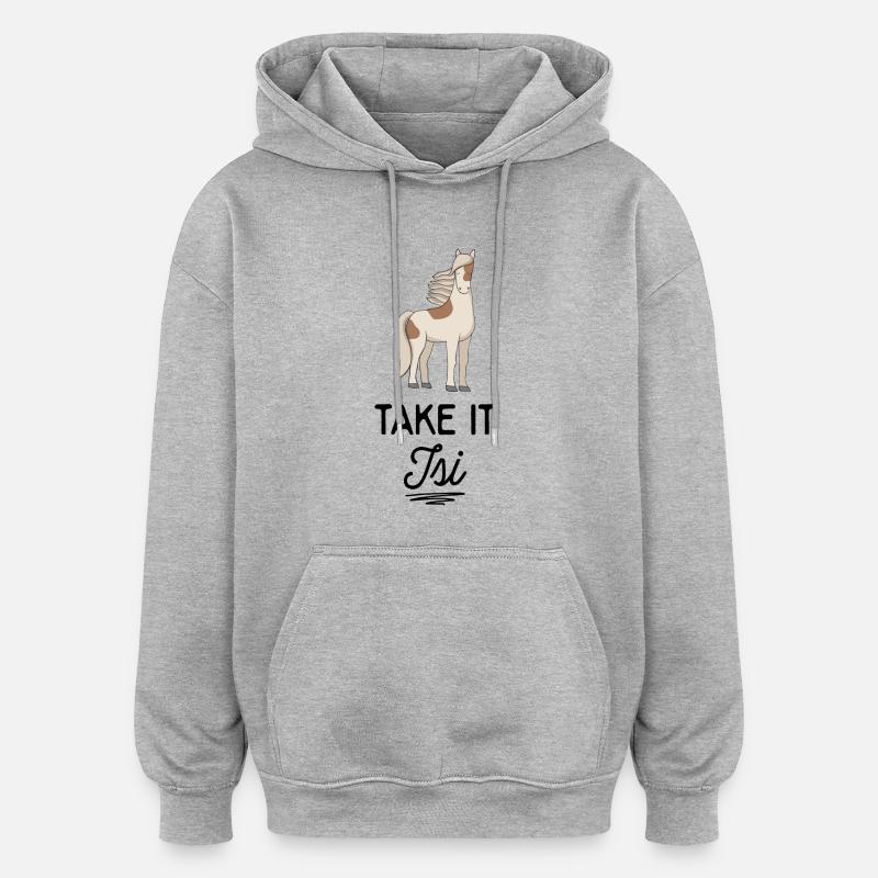 Cheval d’Islande - Sweat à capuche oversize unisexe - gris chiné