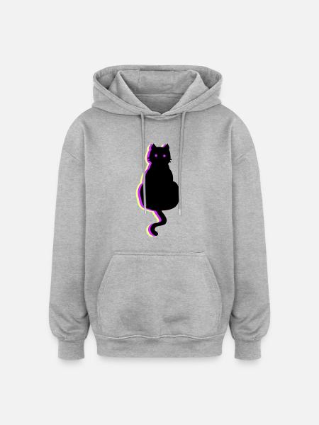 Leuchtkatze pink - Oversized Unisex Hoodie - Grau meliert