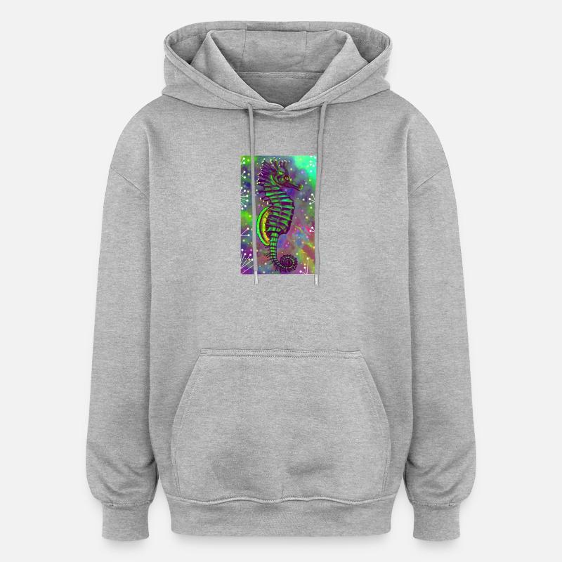 Seepferdchen - Oversized Unisex Hoodie - Grau meliert