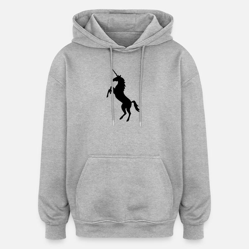 licorne - Sweat à capuche oversize unisexe - gris chiné