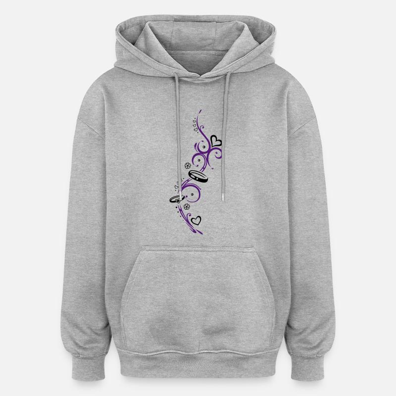 Eheringe, Hochzeit, Ehe, zwei Ringe - Oversized Unisex Hoodie - Grau meliert